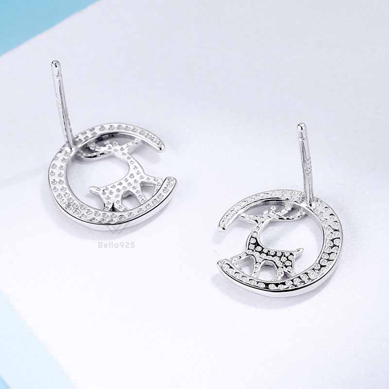 Bông tai nữ hình con tuần lộc khuyên tai bạc 925 hàng hộp sang trọng Bella925 C151