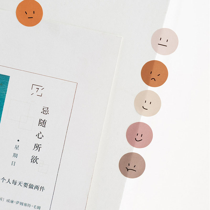 Nhãn dán HOUSEEKER hình tròn họa tiết biểu cảm khuôn mặt đáng yêu dùng để trang trí