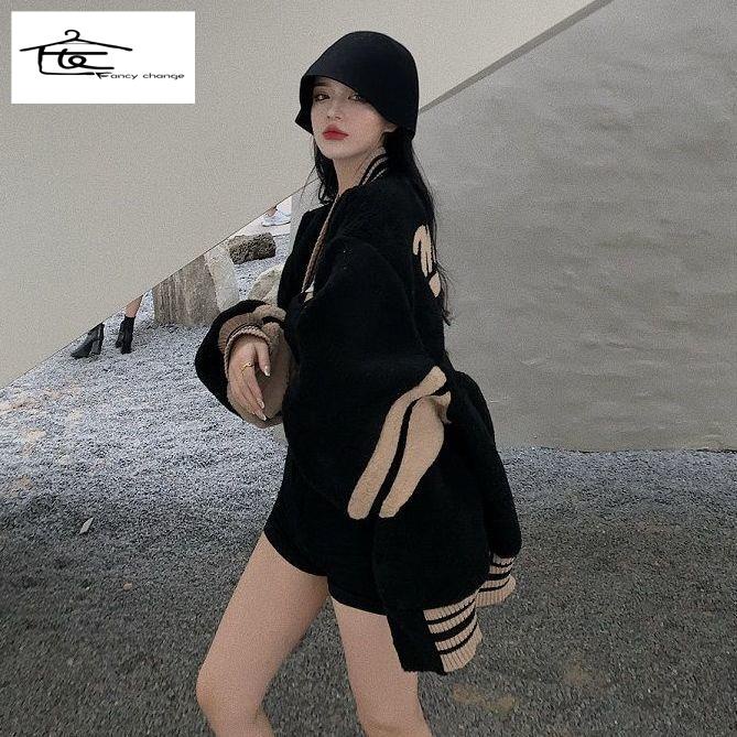 Áo Khoác Bóng Chày Bằng Vải Bông Dày Dặn Giữ Ấm Phong Cách Xuân Thu Cho Nữ