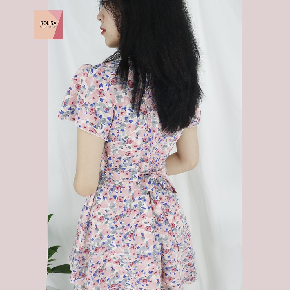 Đầm váy nữ hoa cổ chéo xinh xắn Rolisa RD057 | BigBuy360 - bigbuy360.vn