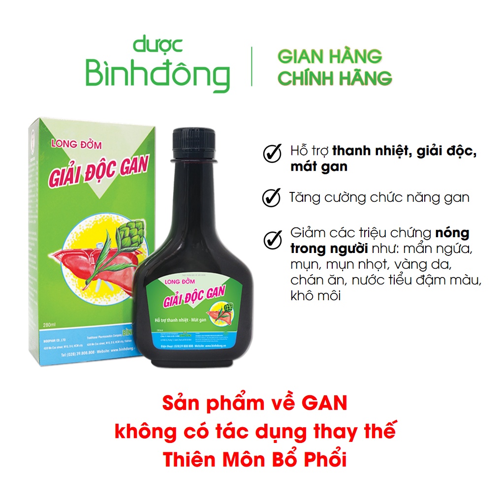 Long Đởm Giải Độc Gan Bình Đông - Thanh nhiệt, giải độc, mát gan, tăng cường chức năng gan - chai 280ml