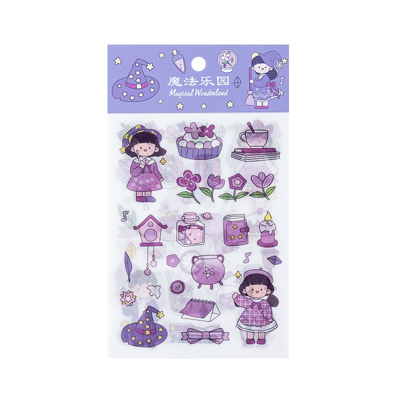 Set 4 tấm sticker trang trí sổ tay, hình dán điện thoại hình bé gái dễ thương