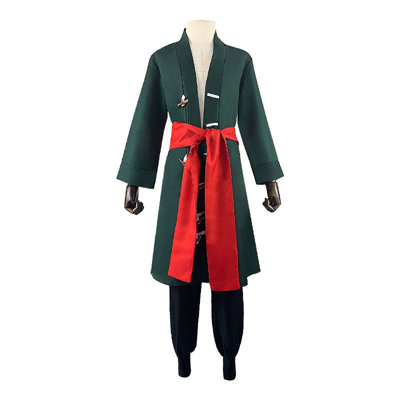 One Piece Roronoa Zoro Cosplay Costume Men Kimono + Pant Uniform Outfits Wigs Halloween Carnival Dress up men gift
