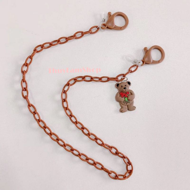 Dây đeo trang trí khẩu trang, kính mắt chống rơi trượt hình gấu dễ thương tiện lợi
