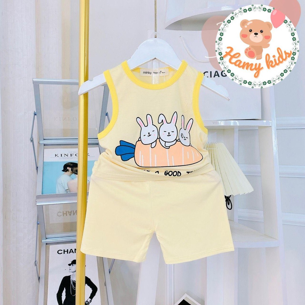 Đồ Bộ Ba Lỗ Minky Mom Chính Hãng Vải Thun Lạnh Cho Bé Trai Bé Gái Từ 0-5 Tuổi Dưới 20kg Hình Sư Tử Thỏ Hươu - Hamykids