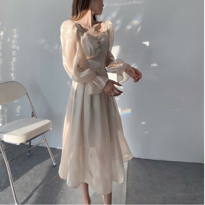 Đầm váy Nữ Dự Tiệc  Dài Tay Xòe Siêu Tôn Dáng,Váy Thiết Kế Tay Sang Chảnh Cho Mùa Thu Đông 2021 Yohamy_officialstore