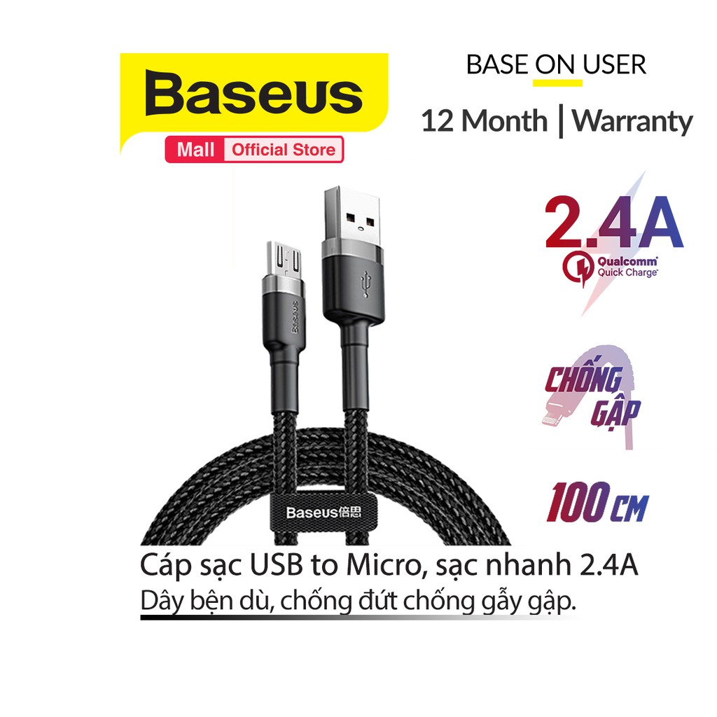 Cáp Sạc Baseus Cafule Micro USB dành cho Smartphone Android 1m/2m/3m ( 2.4A/1.5A/2A )