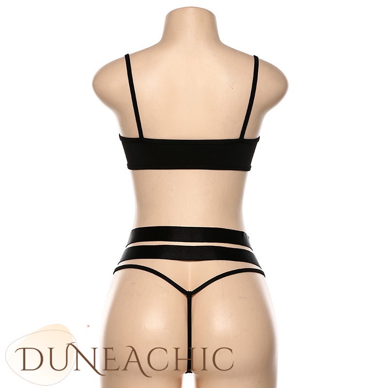 DUNEA Bộ đồ gồm áo lót lửng hai dây và quần lót lưng cao quyến rũ thời trang cho nữ