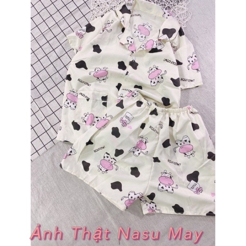 Bộ Ngủ, Set Đồ Mặc Nhà gồm áo pijama kèm quần short siêu xinh cho nữ