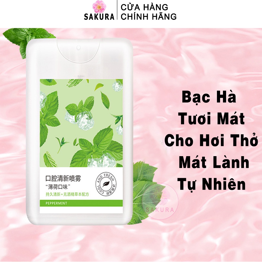 Xịt thơm miệng Heyxi Bac Hà Xịt thơm miệng sát khuẩn giữ lâu mùi thơm Sakura H2