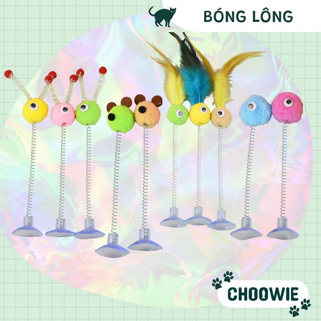 Đồ chơi cho mèo có cục hít dán đất HÌNH CHUỘT, LÔNG VŨ, BÓNG LÔNG Choowie Pet Shop