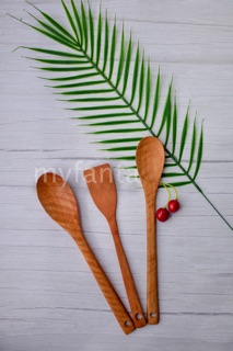 Set 3 muỗng gỗ xào nấu cán dài