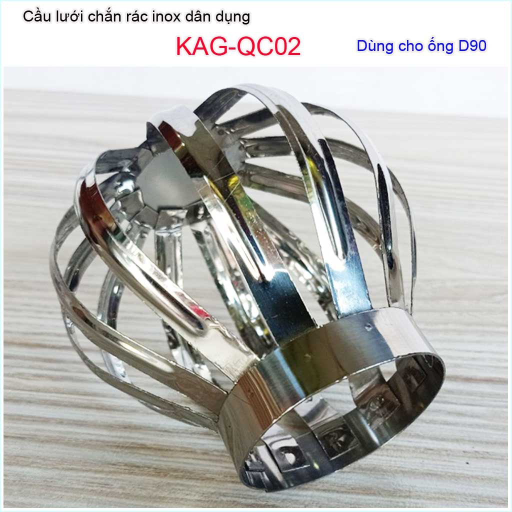 Cầu chắn rác thoát nước mưa  D90 KAG-QC02 (ống 9cm),Cầu chặn rác sân thượng inox