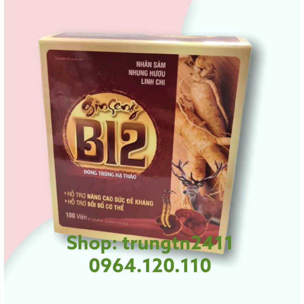 Viên uống bổ sung vitamin Ginseng B12 Đông Trùng Hạ Thảo – hộp 100 viên