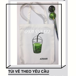 Túi tote vẽ theo yêu cầu vải canvas 2 lớp (ảnh thật)