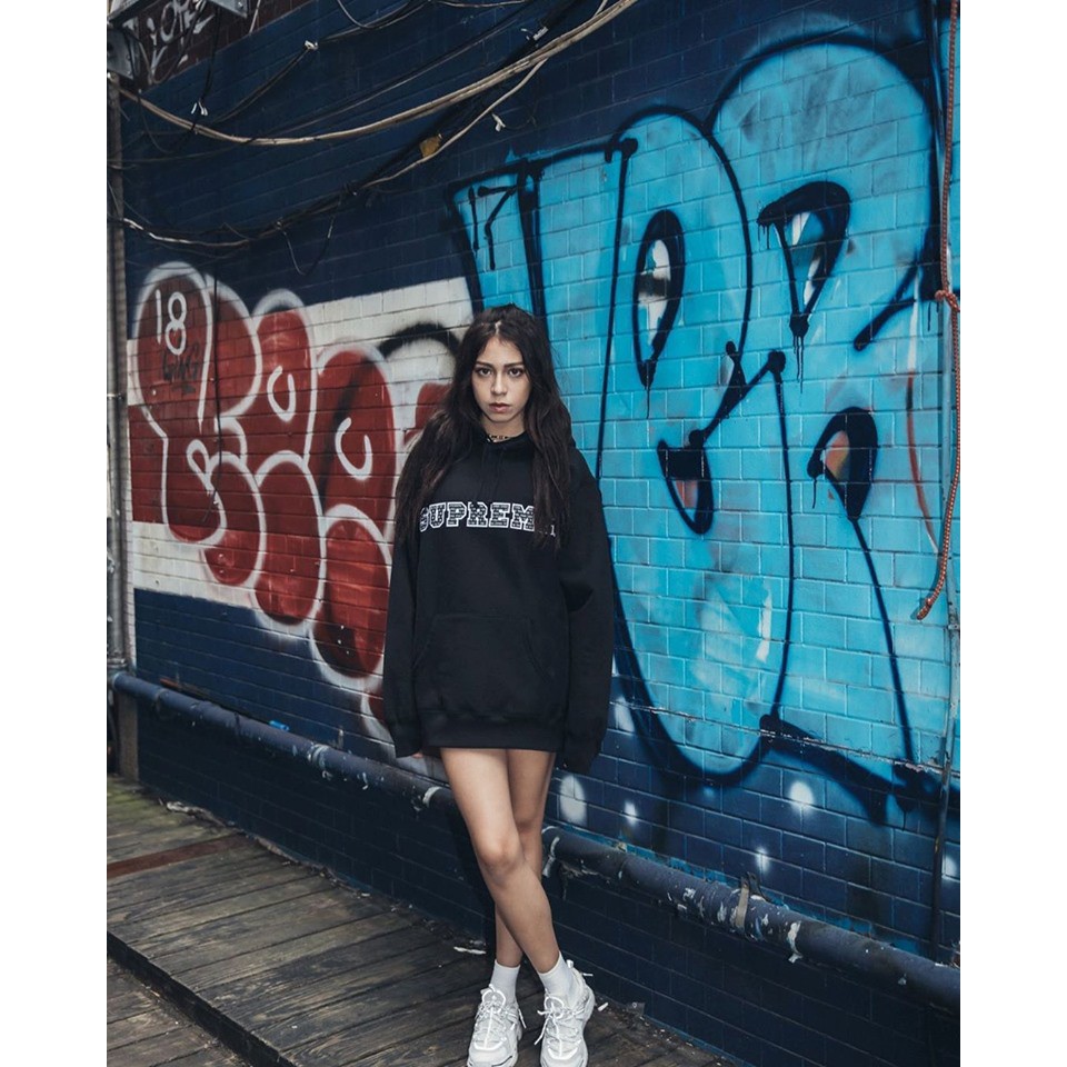 Áo Nỉ Hoodie Nam Nữ Supreme Perforated Leather Hooded Sweatshirt FW18