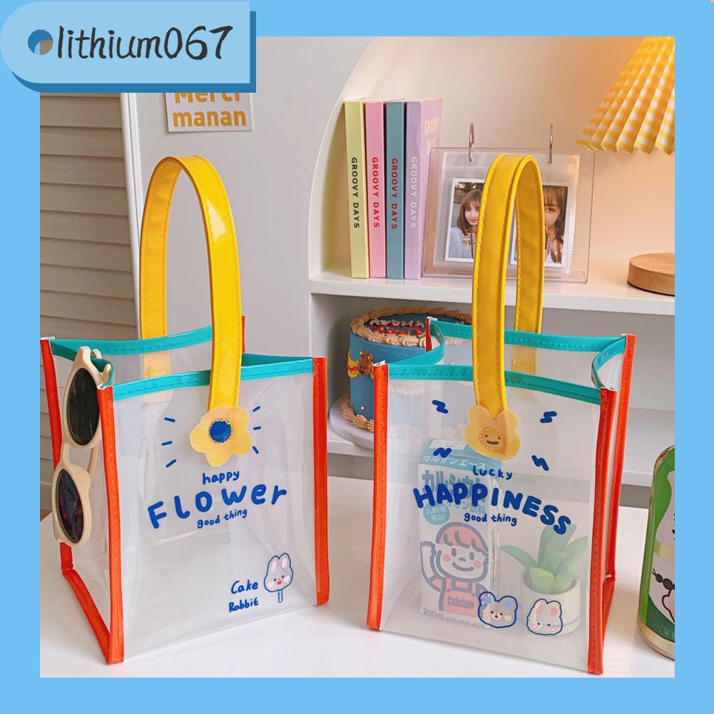 Lithium067 Túi xách trong suốt Phim hoạt hình dễ thương Hình chú thỏ đeo trên bãi biển để đi du lịch Mua sắm tại nhà