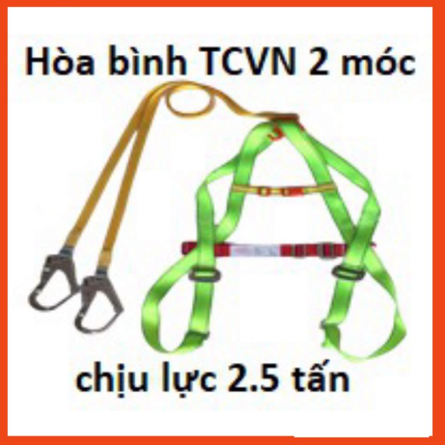 Dây toàn thân 2 treo 2 móc 2.500kg (HÒA BÌNH) (TCVN), dây bảo hộ, đai bảo hộ lao động