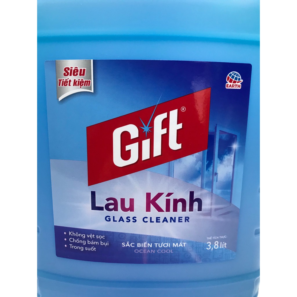 Nước lau kính Gift chính hãng can lớn 4kg dùng cho khách sạn, nhà hàng, quán ăn, cửa hàng, quán cafe, phòng tập