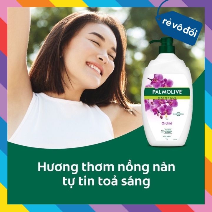 Sữa tắm Palmolive mịn màng quyến rũ 100% chiết xuất thiên nhiên từ phong lan 1L - Thái Lan