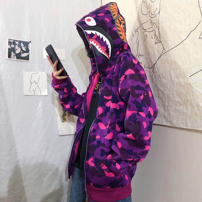 Áo khoác có mũ trùm cho nữ vải mỏng in hình cá mập cá tính thời trang xuân thu | BigBuy360 - bigbuy360.vn