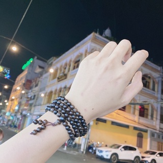 Chuỗi tay 108 hạt 6li gỗ cây mun đen