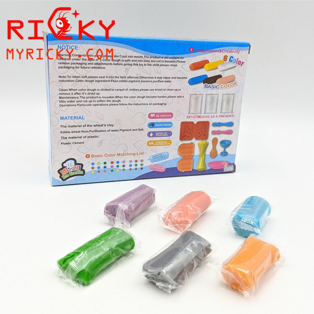 Bộ đất sét nặn kem kèm khuôn nhiều màu sắc