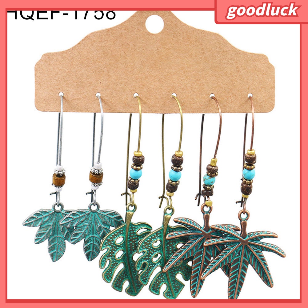 Set 3 Đôi Khuyên Tai Hình Chiếc Lá Thời Trang Cho Nữ