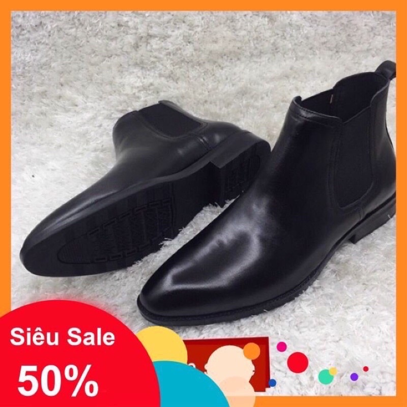 Giày Chelsea Boot - Hàng Cao Cấp - Da Bò italy - Đế Cao Su 4cm - Bảo Hành 12 Tháng