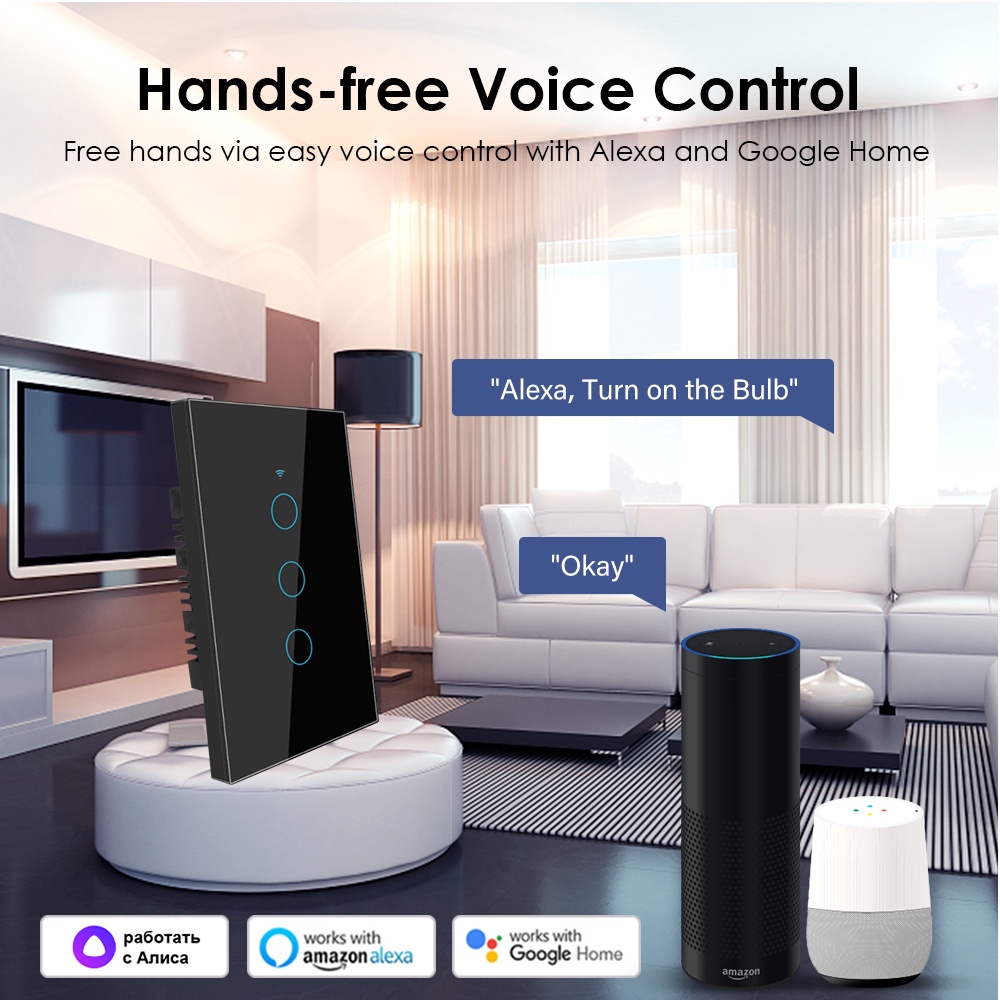 Coza Công Tắc Gắn Tường Thông Minh Tuya Wifi Rf433mhz  Loại 110-250V 120 Công Việc Nhẹ Và Nhạy Cảm Điều Khiển Bằng Giọng Nói Tại Nhà Thông Minh Với Alexa Và Google Home Home Twinkle