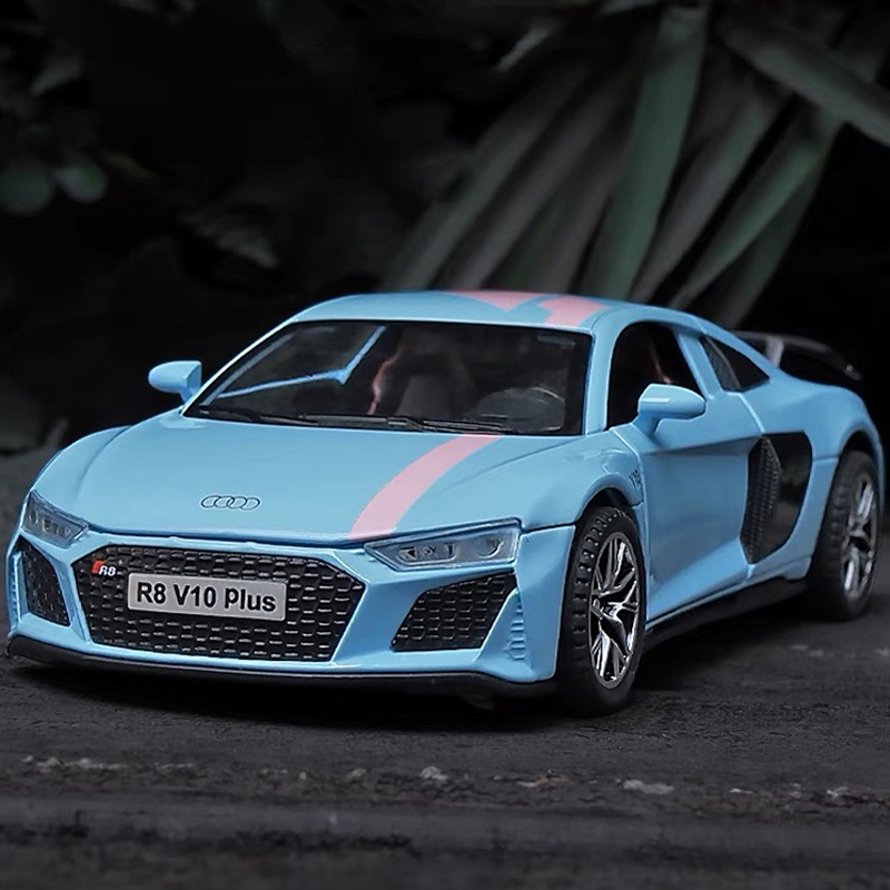 Mô Hình Xe Hơi Audi R8 V10 Plus Tỉ Lệ 1: 32 Bằng Kim Loại Có Đèn Và Nhạc
