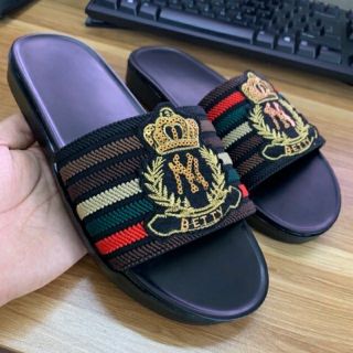 Dép quai ngang nam thổ cẩm thêu vương miện