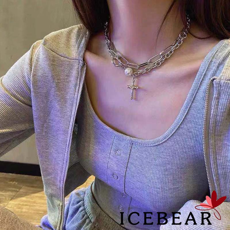 Vòng cổ hợp kim mặt hình thánh giá đính đá thời trang cho nữ