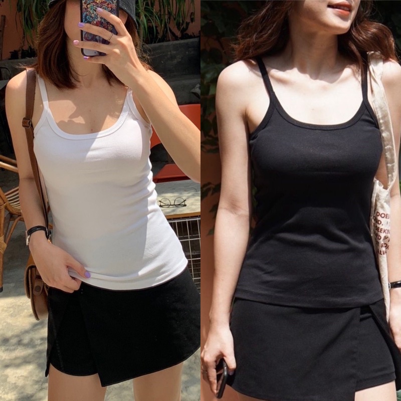 Áo 2 dây dáng dài❤Khuất Yến Bigsize❤ Áo 2 dây viền body khoét nách dáng ôm vừa sexy co giãn 4 chiều chất thun tăm caocấp