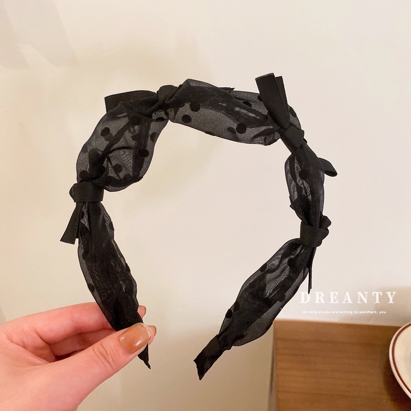 Băng Đô Cài Tóc Thắt Nơ Họa Tiết Chấm Bi Phong Cách Nhật Bản Cổ Điển Thời Trang Cho Nữ