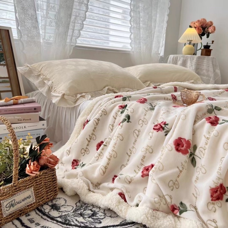 Chăn Lông Cừu IGUN BEDDING Hoạ Tiết Xinh Xắn Dễ Thương Ấm Áp