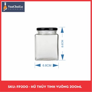 Hũ thủy tinh vuông trong suốt 200ml