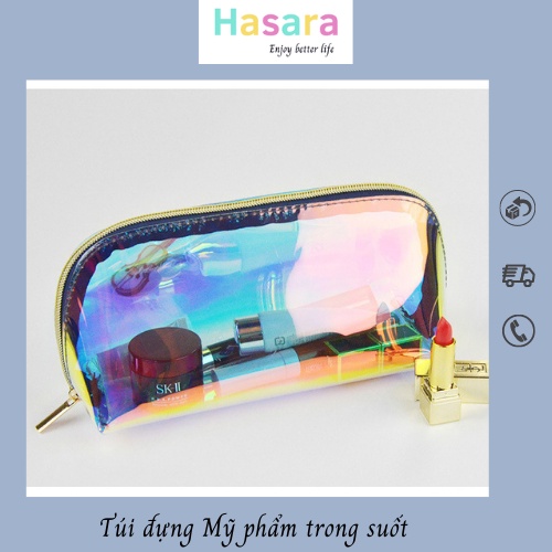 Túi đựng mỹ phẩm du lịch, đựng đồ trang điểm, son, đồ cá nhân chất liệu TPU trong suốt