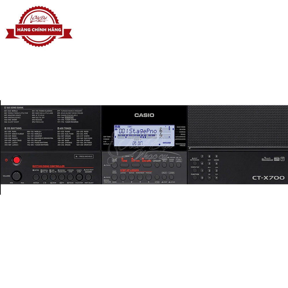 Đàn Organ Casio CT-X700 Phản Hồi Chạm 3 Mức Nhạy 61 Phím Kích Thước Tiêu Chuẩn Đầy Đủ Chức Năng
