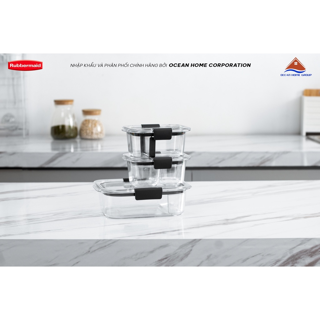 Bộ hộp đựng cơm cao cấp nhựa Tritan Brillance nắp gài Rubbermaid USA
