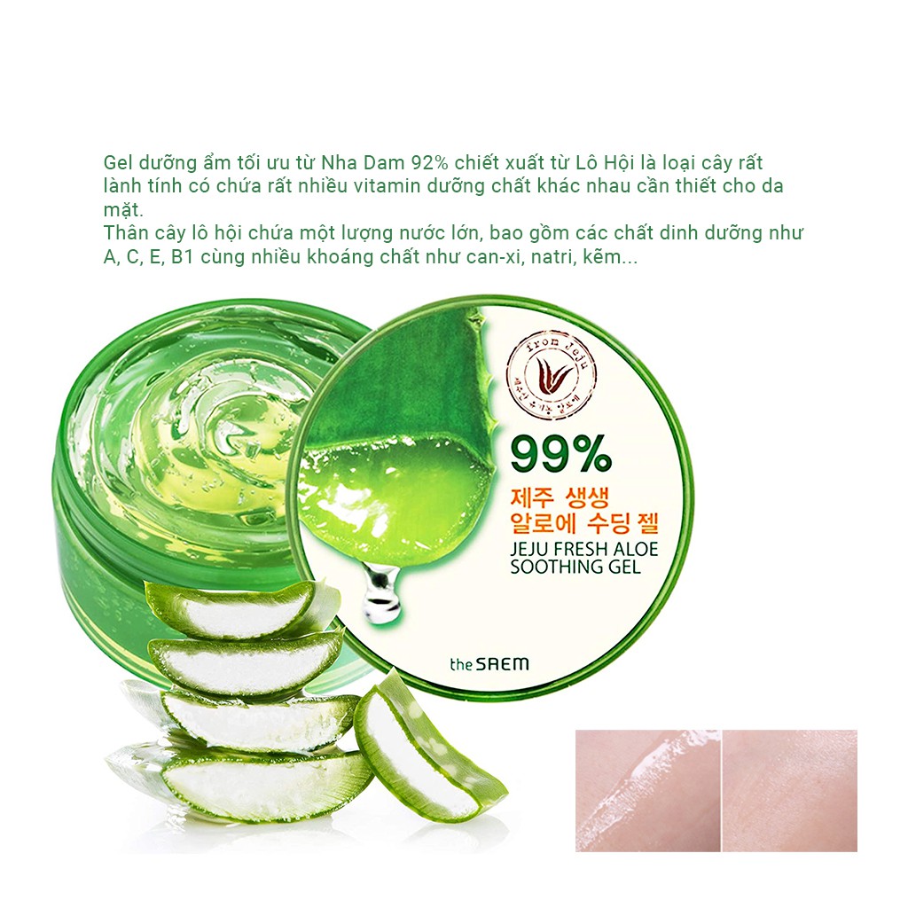 Gel Dưỡng Da Ngăn Ngừa Lão Hóa Chiết Xuất Từ Nha Đam The Saem Jeju Fresh Aloe Soothing Gel 99% 300ml