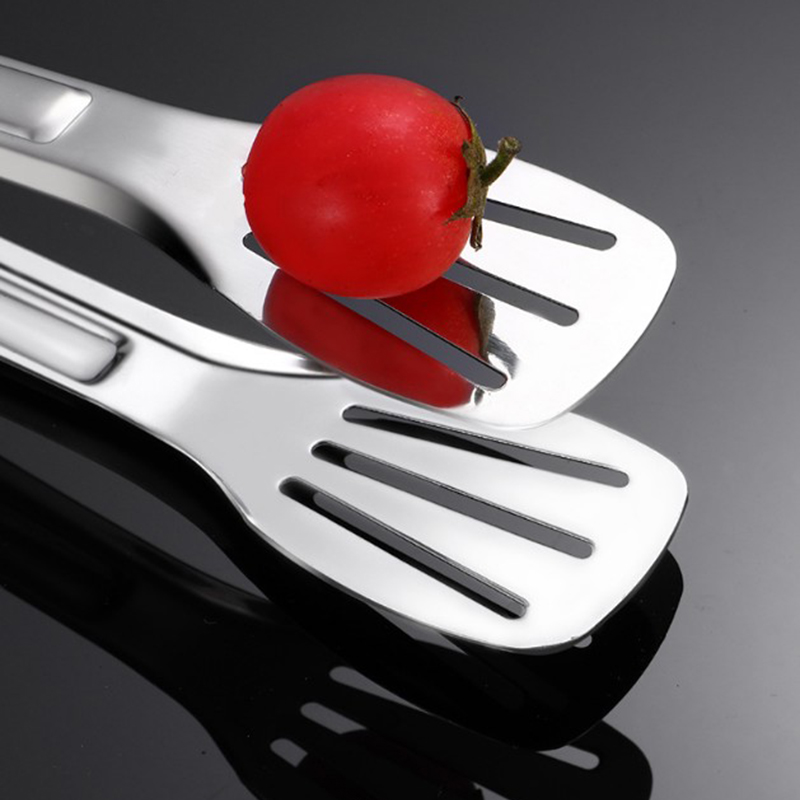 Kẹp gắp thức ăn bánh nướng thép không gỉ ba dải lỗ thép không gỉ đa năng tiện lợi