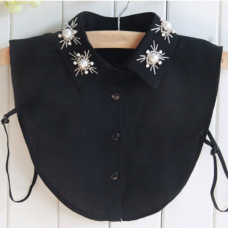 Cổ Áo Voan Đính Hạt Ngọc Trai Giả Họa Tiết Hoa Có Thể Tháo Rời