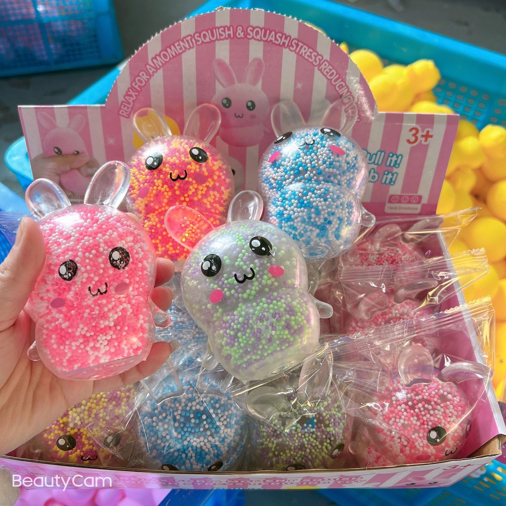 Squishy Mochi hình THỎ XỐP mềm mịn dễ thương chân thực giảm stress co dãn đàn hồi ngộ nghĩnh bóp giải trí