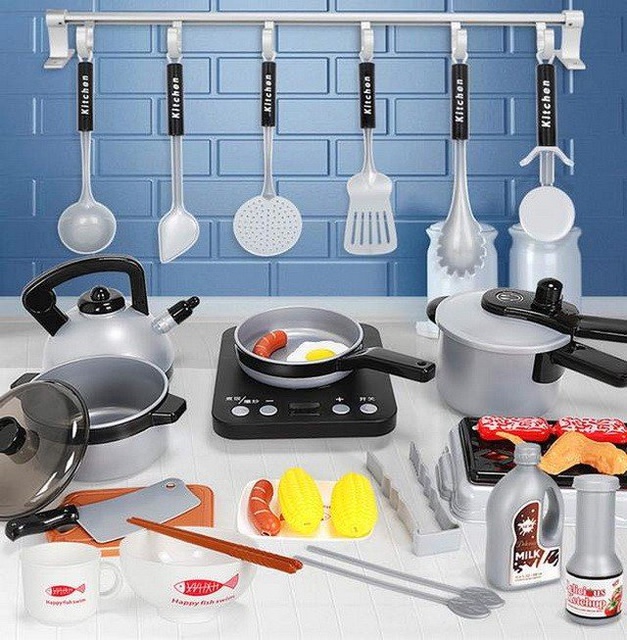 Bộ đồ chơi bé gái. Bộ đồ chơi nấu ăn 36 món KITCHEN SET. Giống như thật. Chất liệu an toàn.