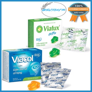 Viên Ngậm Ho Thảo Mộc Viatux Extra,Viacol  Không Đường  (Hộp 20 Viên)