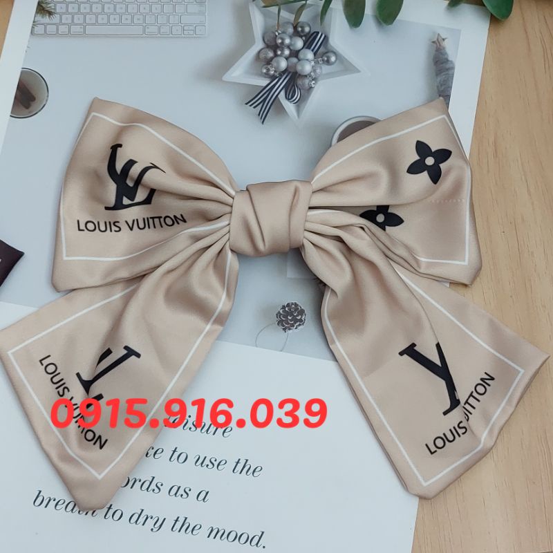 Kẹp Tóc Nơ Lớn phong cách Hàn, Kẹp tóc đính nơ in chữ cái thời trang
