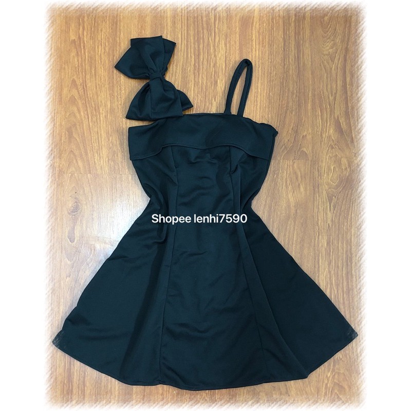 (Ảnh thật 2 màu)Đầm dự tiệc dáng xoè 1 dây 1 nơ có mút ngực giá rẻ | BigBuy360 - bigbuy360.vn