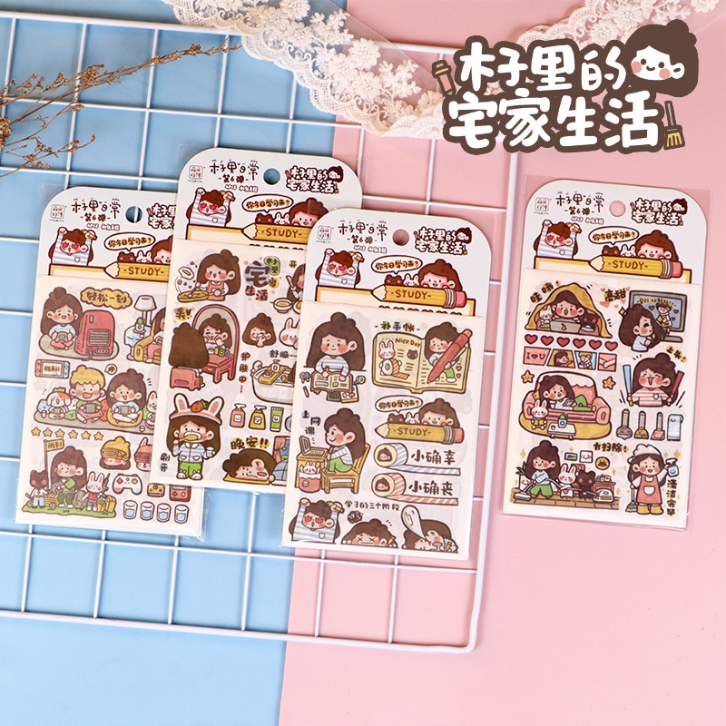 Set 1 Gói 4 Miếng Dán Họa Tiết Hoạt Hình Vẽ Tay Sáng Tạo Trang Trí Thủ Công Dành Cho Học Sinh