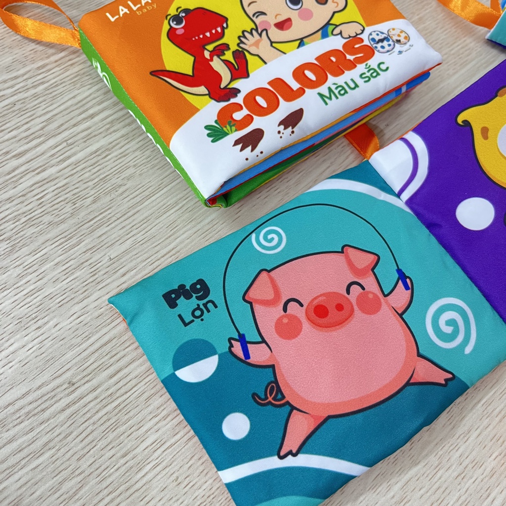 Sách vải cho bé sách kích thích giác quan an toàn tuyệt đối, kích thước mini, 8 mặt sột soạt